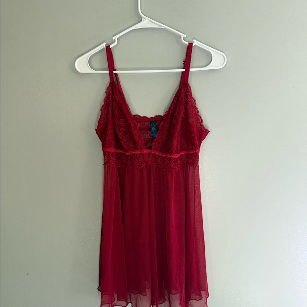 RACHEL Rachel Roy Vibrant Red Lace Chemise